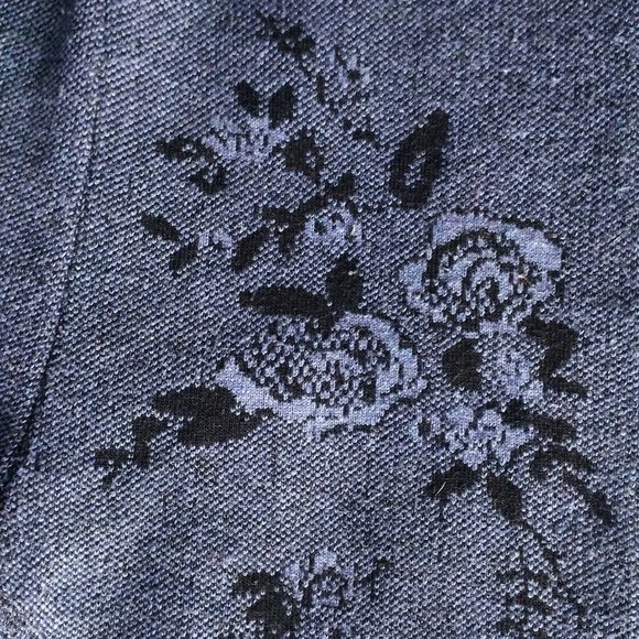 Thick Blue Acrylic Floral Long Johns - Picture 2 of 4